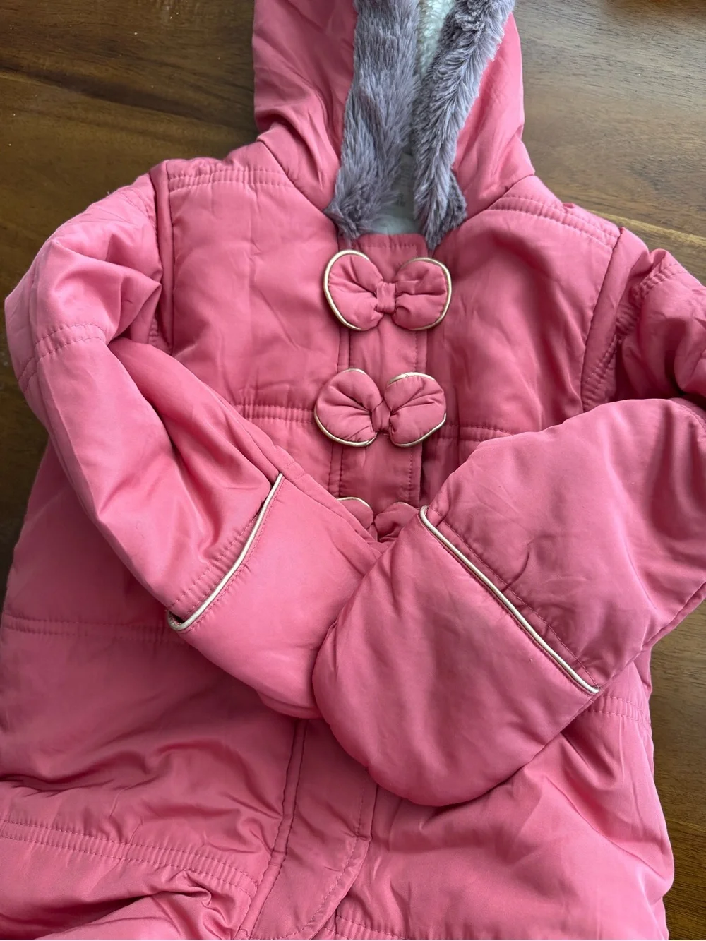 First Impressions Puffer One-Piece Snowsuit with Bow Accents